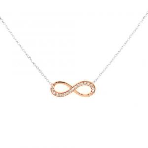 Collana con infinito in oro e zirconi - pendente infinity - gallery