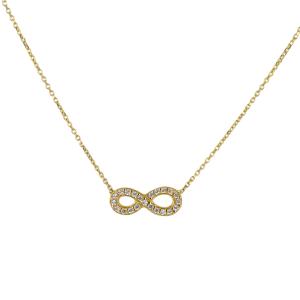 Collana con infinito in oro giallo e zirconi - pendente infinity