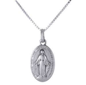 Collana con Medaglia Madonna Miracolosa media in Argento 16X11 mm - gallery