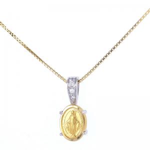 Collana con medaglia Madonna Miracolosa Mini con diamanti  - gallery