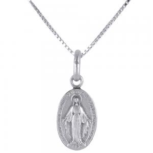Collana con Medaglia Madonna Miracolosa piccola in Argento 12X 8 mm