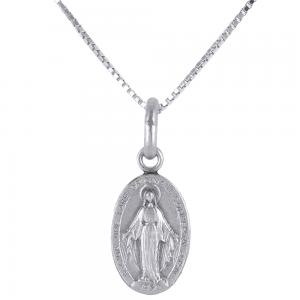 Collana con Medaglia Madonna Miracolosa piccola in Argento 12X 8 mm - gallery