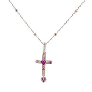 Collana con pendente Croce con Zircone a Cuore Agios  - gallery