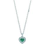 Collana con pendente Cuore Smeraldo e diamanti 