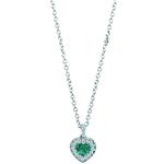Collana con pendente Cuore Smeraldo e diamanti 