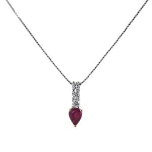 Collana con pendente Rubino a Goccia e Diamanti collezione Dakota