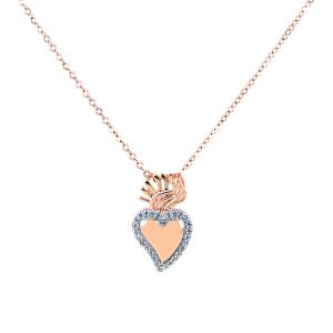 Collana con pendente Sacro Cuore in argento rosa e zirconi Agios - gallery