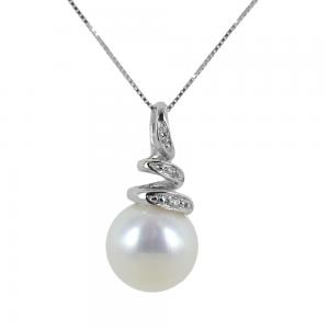 Collana con perla 8.00-8.50 mm e diamante