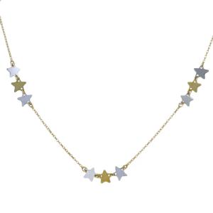 Collana con stelle a lastra sul girocollo in oro giallo e bianco