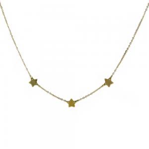 Collana con tre stelle a lastra in oro giallo 18kt - gallery