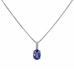 Collana con Zaffiro ovale oltre un carato e Diamanti