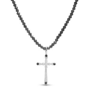 Collana croce nera con zirconi