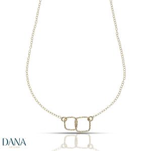 Collana da Donna doppio quadrato in oro 9 kt - gallery