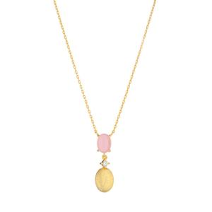 Collana da Donna in Argento dorato con Ciondolo milky Rosa - Venice