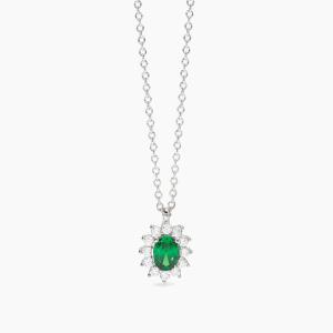 Collana da donna Mabina in bronzo e argento con smeraldo sintetico e zirconi 656022 - gallery