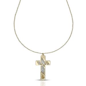 Collana da uomo ciondolo Croce lavorata in oro 9 kt