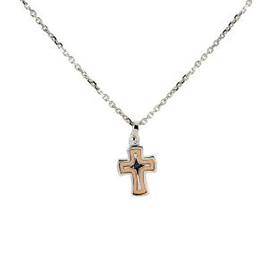 Collana da uomo Zancan in Argento con pendente Croce in oro rosa ESC 273R