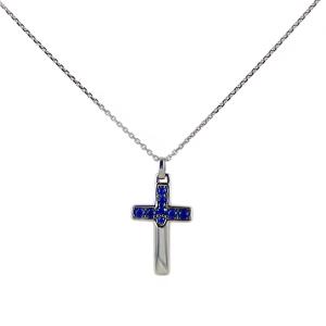 Collana da uomo Zancan in Argento con pendente Croce Spinelli Blu - gallery