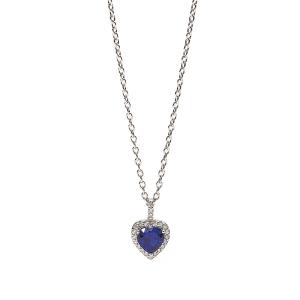 Collana Donna Mabina in Argento con Cuore blu e Zirconi 553450