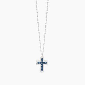Collana Donna Mabina in Argento croce con zaffiri sintetici e zirconi SAVE THE QUEEN 553848