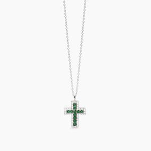 Collana Donna Mabina in Argento croce con smeraldi sintetici e zirconi SAVE THE QUEEN 553846