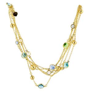 Collana Dvccio multifili con pietre colore argento dorato