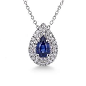 Collana e pendente in oro con Diamanti e Zaffiro Kanch ct 0.94