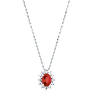 Collana e pendente Rosetta in oro Rubino con contorno di diamanti