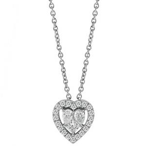 Collana effetto diamante cuore con contorno di diamanti Salvini gioielli collezione Magia