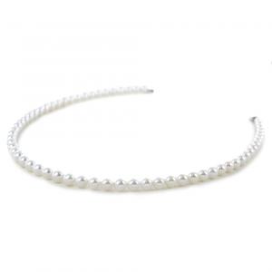 Collana filo di perle Akoya 5.50 - 6.00 mm AA con chiusura in oro e diamante