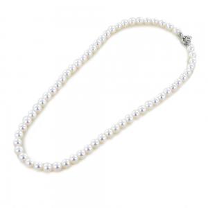 Collana filo di perle Akoya 6.50 - 7.00 mm AA+ con chiusura in oro bianco - gallery