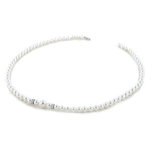 Collana Filo di Perle Freshwater 5.50 - 6.00 mm con anelli diamantati - gallery