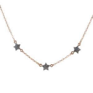 Collana girocollo con stelle in argento rose con zirconi luminosi - gallery