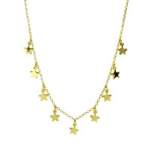 Collana girocollo di stelle in argento color oro giallo - gallery