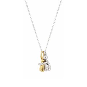 Collana in Argento bianco e giallo Abbraccio con Cane 