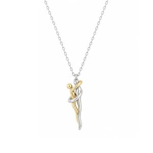 Collana in Argento bianco e giallo Abbraccio Genitore/figlio 
