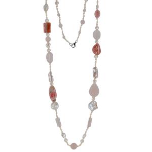 Collana in argento con Perle e Rodocrosite