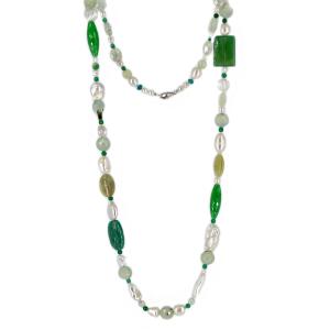 Collana in argento con perle barocche e Agata Verde