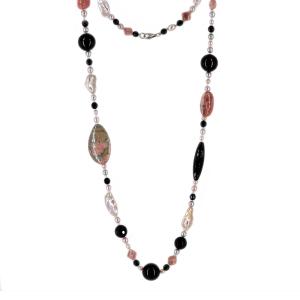 Collana in argento con Perle Onice e Rodocrosite - gallery