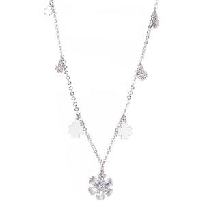 Collana in argento con zirconi a fiore bianco collezione Lumiere