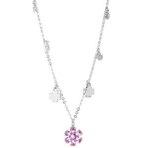 Collana in argento con zirconi a fiore rosa collezione Lumiere - gallery