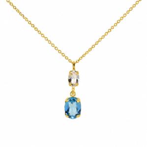 Collana in argento dorato con Pietra celeste  - gallery