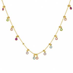 Collana in argento dorato con pietre colorate