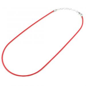 Collana in argento e tessuto nautico spesso 2 mm colore Rosso - gallery