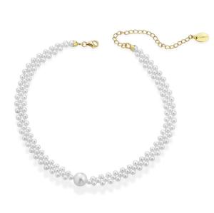 Collana in Argento giallo a tre fili con perle di acqua dolce  - gallery