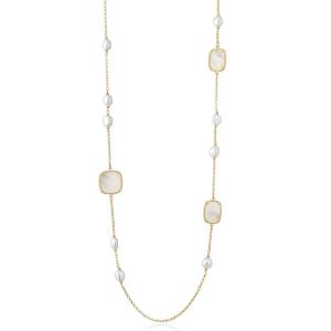 Collana in Argento giallo con perle dacqua dolce e madreperla australiana con zirconi  - gallery