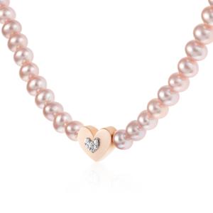 Collana in argento Roberto Giannotti con perle rosa e cuore  GIA 477 - gallery