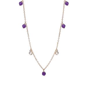 Collana in argento rosato con ametista e cristalli bianchi 553528  - gallery
