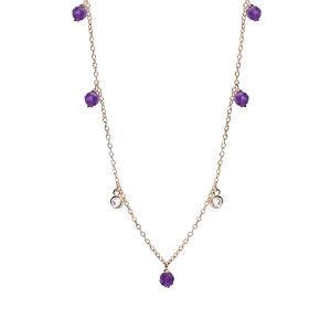 Collana in argento rosato con ametista e cristalli bianchi 553528 