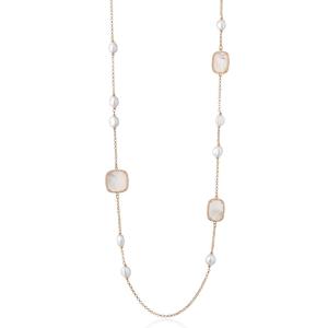 Collana in Argento rosato con perle dacqua dolce e madreperla australiana con zirconi  - gallery